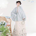 Ming Dynasty Hanfu Dress Women - Ice Blue Ivory White Embroidered Traditional Chinese Clothing Flowy Horse-Face Skirt Gown