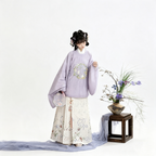 Ming Dynasty Hanfu Dress Women - Lavender Purple Ivory White Embroidered Traditional Chinese Clothing Flowy Horse-Face Skirt Gown