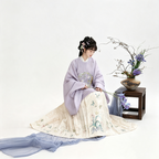 Ming Dynasty Hanfu Dress Women - Lavender Purple Ivory White Embroidered Traditional Chinese Clothing Flowy Horse-Face Skirt Gown