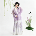 Ming Dynasty Hanfu Dress Women - Lavender Purple Wisteria Embroidered Traditional Chinese Clothing Flowy Horse-Face Skirt Gown