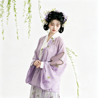 Ming Dynasty Hanfu Dress Women - Lavender Purple Wisteria Embroidered Traditional Chinese Clothing Flowy Horse-Face Skirt Gown