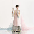 Tang-Dynastie Hanfu Set Damen – Eleganter Mantel in Rosa & Gelb mit Detaillierter Stickerei & Fließendem Rock für Fotoshooting & Events