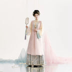 Tang-Dynastie Hanfu Set Damen – Eleganter Mantel in Rosa & Gelb mit Detaillierter Stickerei & Fließendem Rock für Fotoshooting & Events