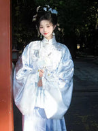Tang-Dynastie Hanfu Set Damen – Eisblaues Qixiong Ruqun mit Weiten Ärmeln & Elegantes Gewand für Fotoshooting