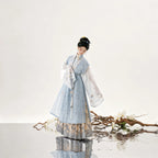 Blue Hanfu vest and Mamianqun horse-face skirt with floral detailing