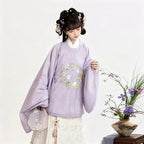 Lavender Hanfu outfit with an embroidered pleated skirt