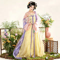 Lavender and pale yellow Tang-style Qixiong Ruqun with embroidered fabric