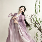 Wei-Jin inspired lilac gown with delicate embroidery