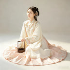 Women's Ming-style Hanfu set with cloud-collar detail and pleated skirt