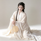 Wide-sleeve white Hanfu with a loose flowing cut