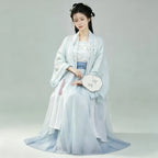 Song-inspired Hanfu set with mint and indigo color blending