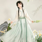 Wei-Jin inspired Hanfu outfit in sage green and white