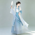 Light blue Beizi and white pleated skirt in a Song-style outfit